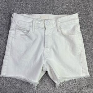 Mother The Sinner Shorts Women's 23 White Mid-Rise Frayed Cut Off Stretch